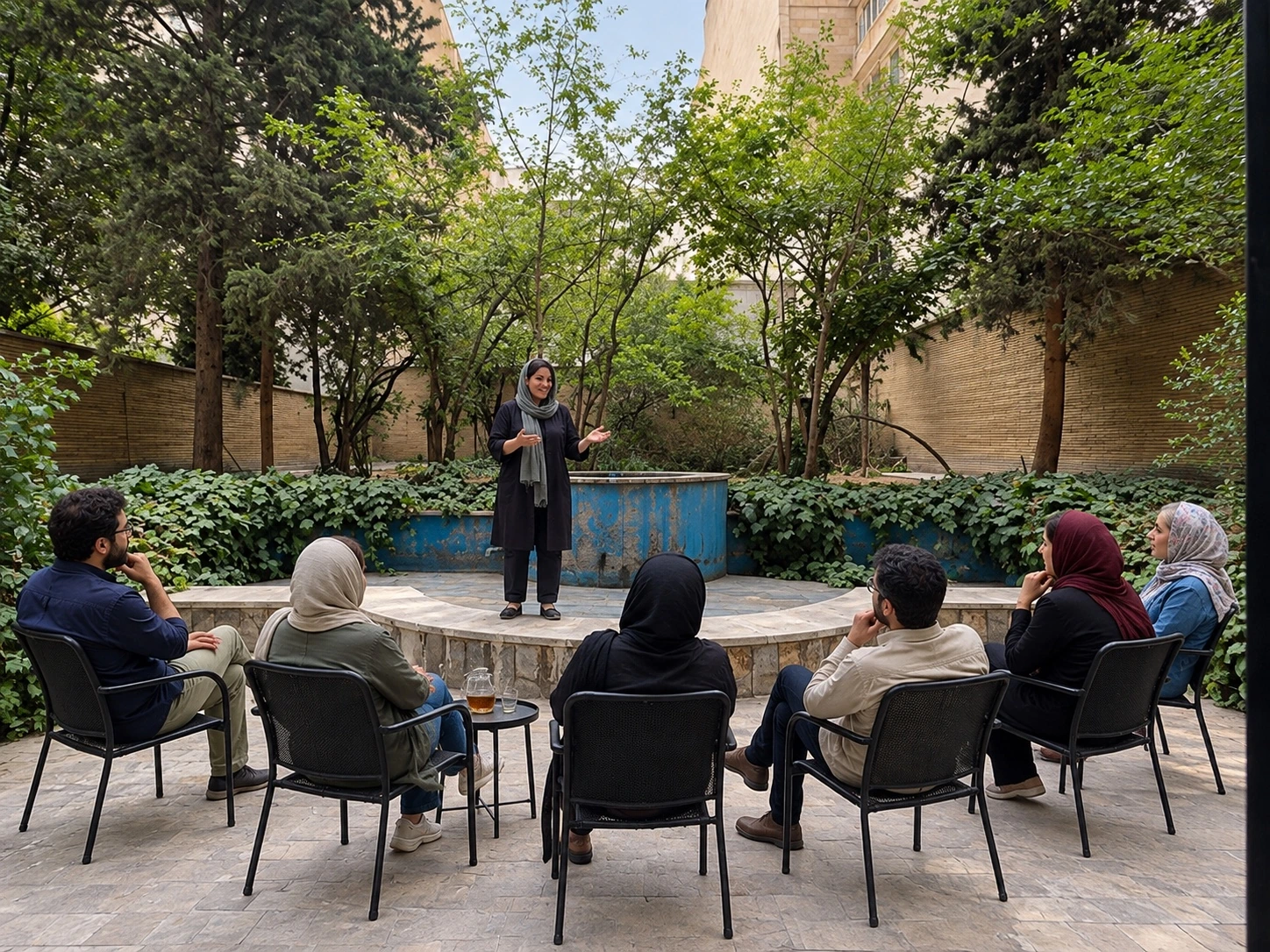 حیاط — خوانش و گفت‌وگوی گروهی